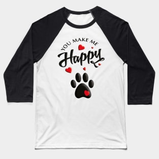 Dogs Make Me Happy Baseball T-Shirt